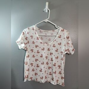 Floral Print White Top